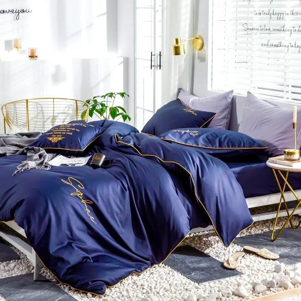 Готовий двоспальний комплект сатинової постільної білизни високої якості Розмір 2.0, фото 1