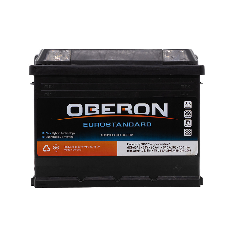 Акумулятор Oberon 60 А + правий (0) (540 пуск)