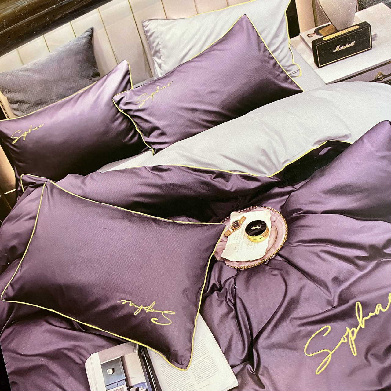 Готовий двоспальний комплект сатинової постільної білизни високої якості Розмір 2.0, фото 1