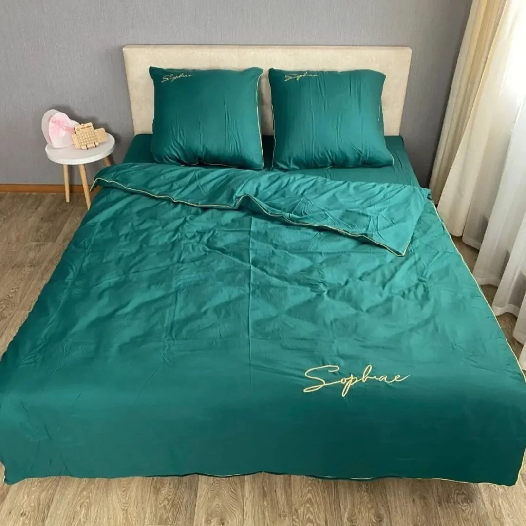 Готовий двоспальний комплект сатинової постільної білизни високої якості Розмір 2.0, фото 1