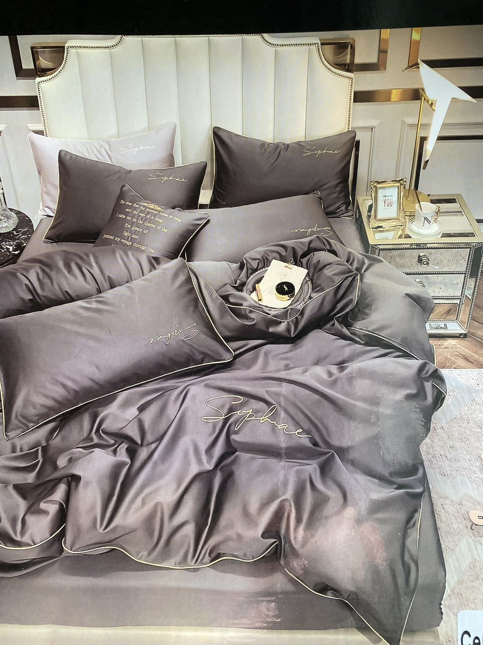 Готовий комплект сатинової постільної білизни високої якості Євро розміру, фото 1