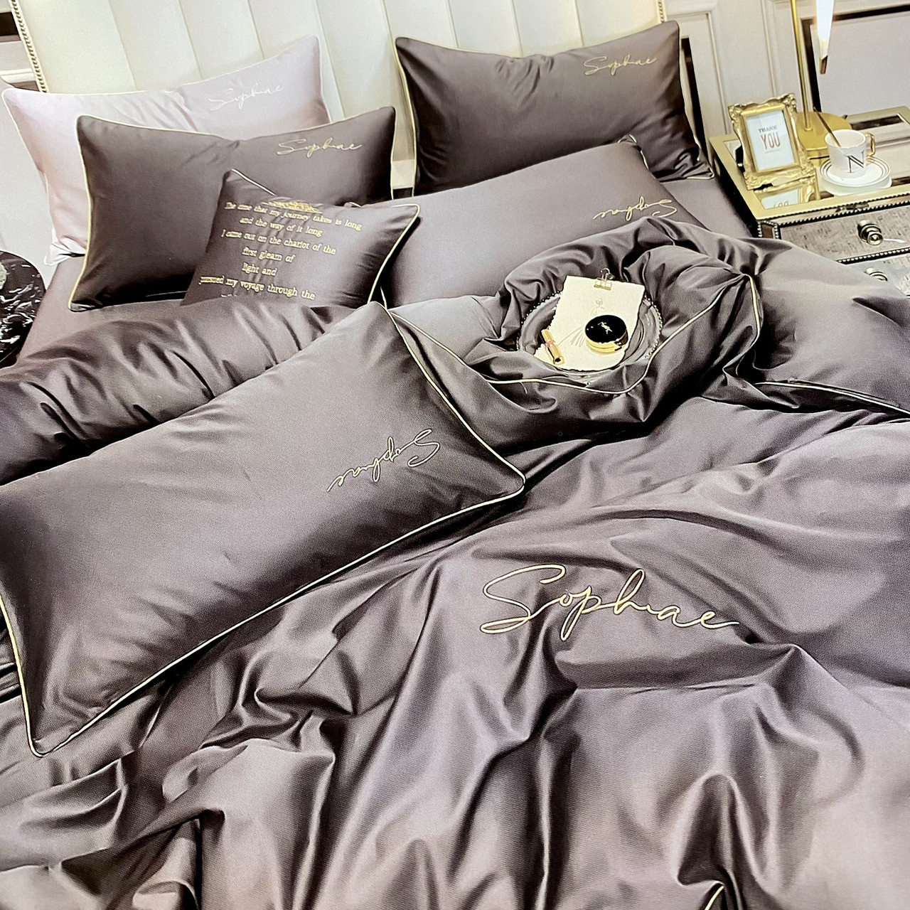 Готовий двоспальний комплект сатинової постільної білизни високої якості Розмір 2.0, фото 1