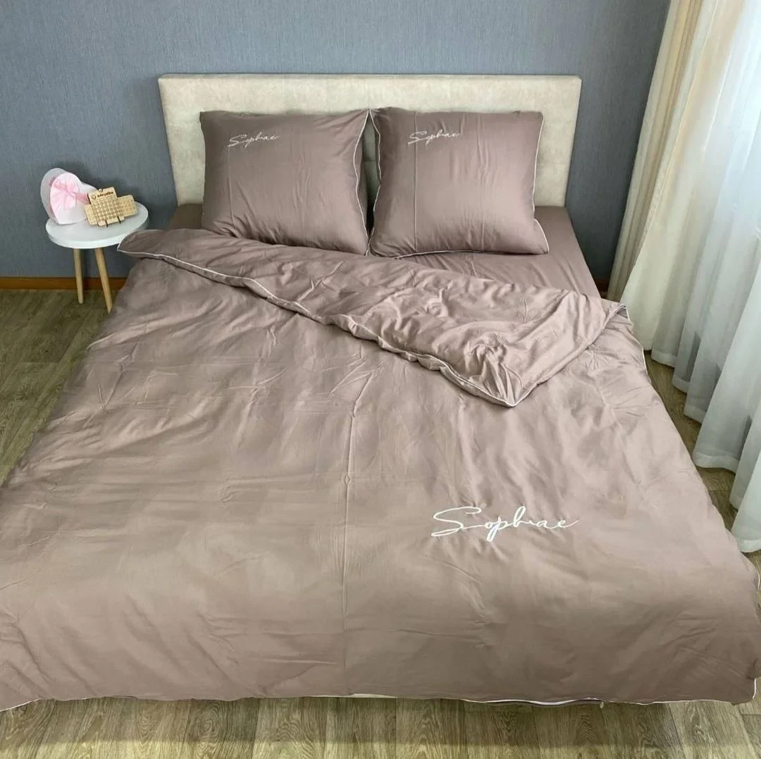 Готовий двоспальний комплект сатинової постільної білизни високої якості Розмір 2.0, фото 1