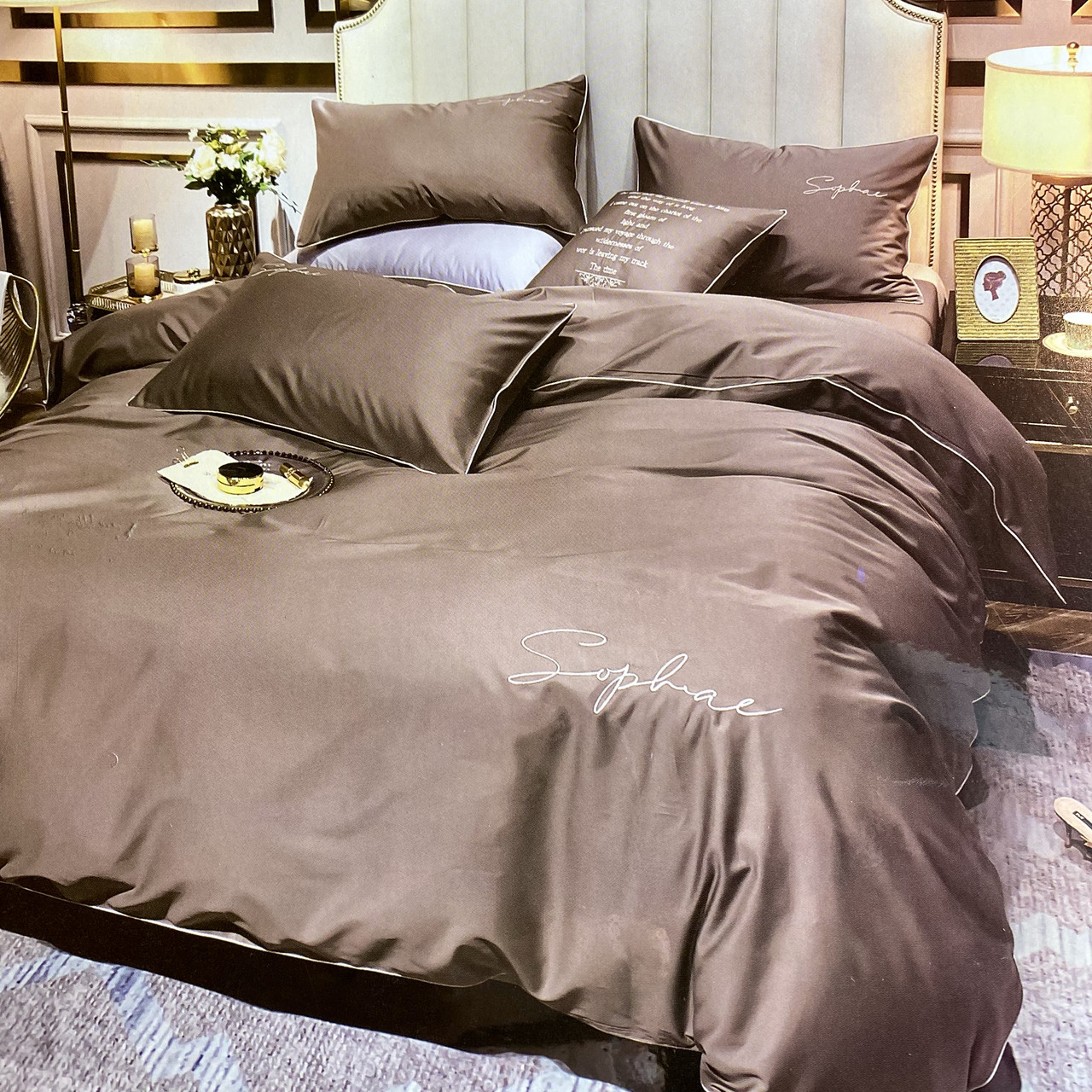 Плуторна сатинова постільна білизна високої якості, розмір півтораспальний, фото 1