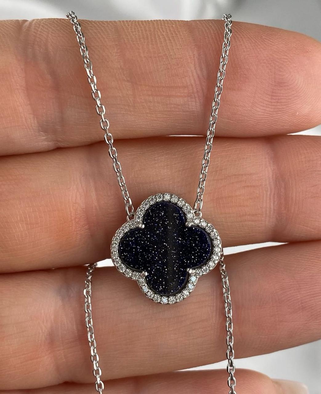 Срібне кольє конюшина д.1,5 см.