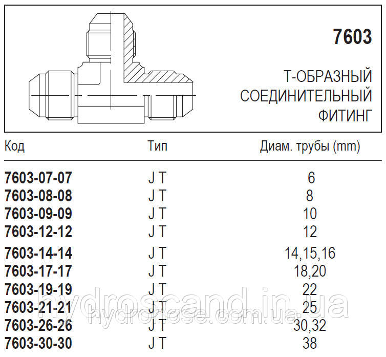 Т-образный соединительный фитинг, JIC, 7603 - фото 4 - id-p732254