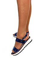 Жіночі сині босоніжки на танкетці розмір 37 38 39