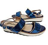 Босоніжки сині біла тракторна танкетка розмір 37 38 39, фото 7