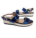 Босоніжки сині біла тракторна танкетка розмір 37 38 39, фото 8