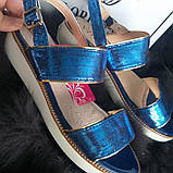 Босоніжки сині біла тракторна танкетка розмір 37 38 39, фото 10