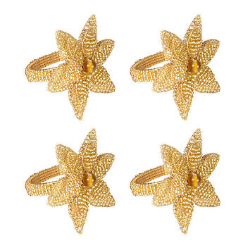 Набір із 4 кілець для серветок із флористичним декором «Квітка золотиста» Edelman