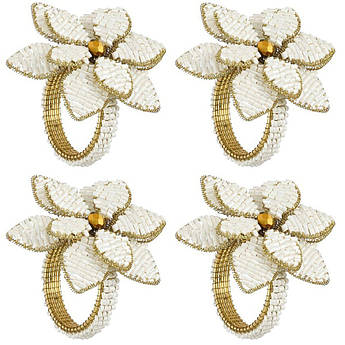 Набір із 4 тримачів для серветок «Квітка срібна» Edelman