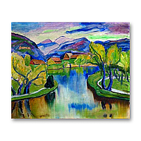 Друк на полотні Пейзаж з рікою Альдаберт Ерделі 30x30