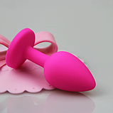 Рожева втулка для стимуляції ануса 8 см, Анальна пробка з камнем, інтимні іграшки для секса анала, фото 5