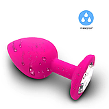 Рожева втулка для стимуляції ануса 8 см, Анальна пробка з камнем, інтимні іграшки для секса анала, фото 6