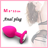 Рожева втулка для стимуляції ануса 8 см, Анальна пробка з камнем, інтимні іграшки для секса анала, фото 2