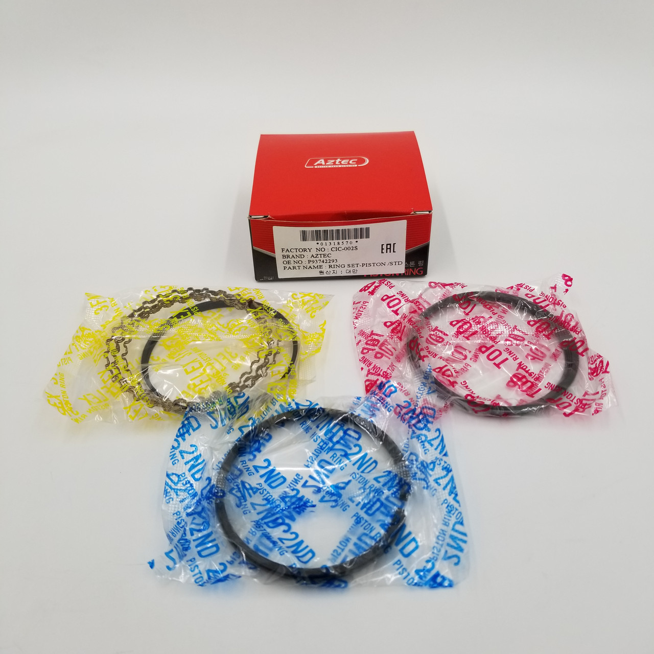 Кільця поршневі Ланос 1.5, Нексия (стандарт 76,5 мм) AZTEC Корея 93742293, фото 1