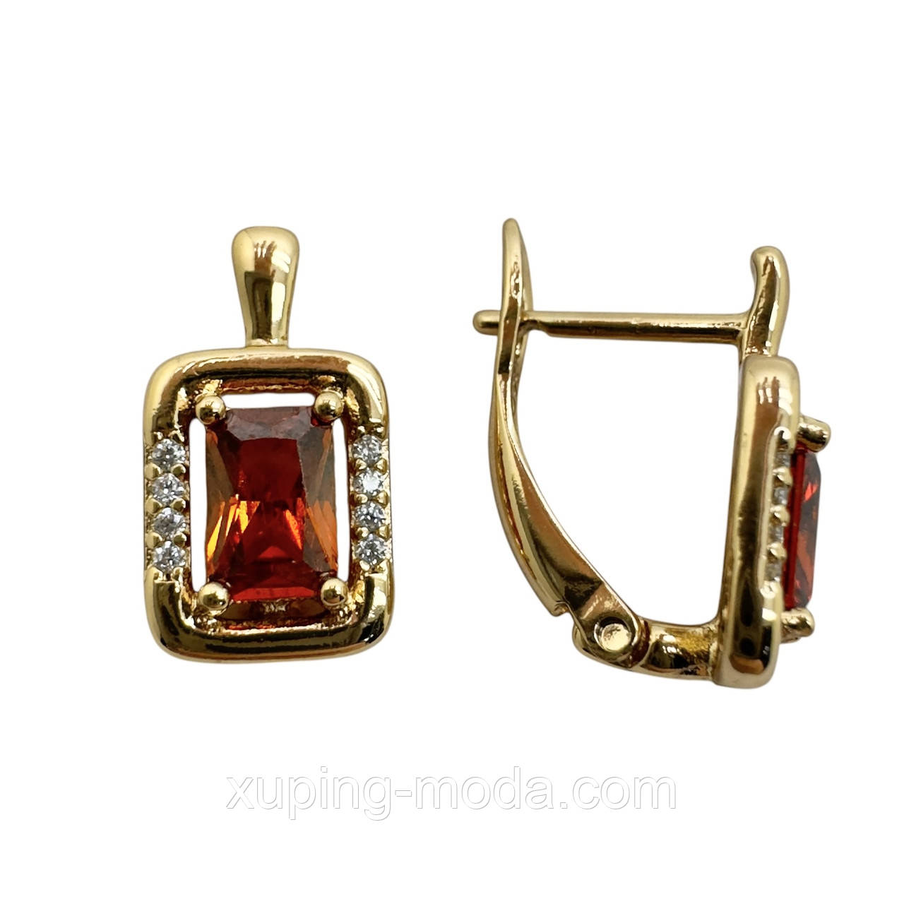 Сережки ксюпінг. 14х8 мм. 18 к