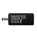 Тестер струму напруги потужності енергії 4-30В 0-12А, 5.5x2.5мм, KWS-DC28, фото 6