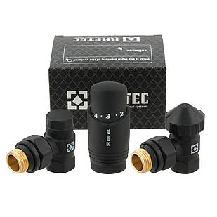 Комплект підключення радіатора 1/2" термостатичний кутовий Raftec BLACK