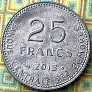 Монета Коморських островів 25 франків 2013 р.