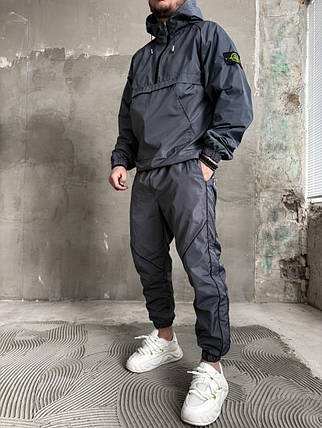 Спортивний сірий чоловічий костюм з плащівки STONE ISLAND, фото 1