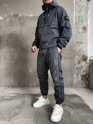 Спортивний сірий чоловічий костюм з плащівки STONE ISLAND, фото 3