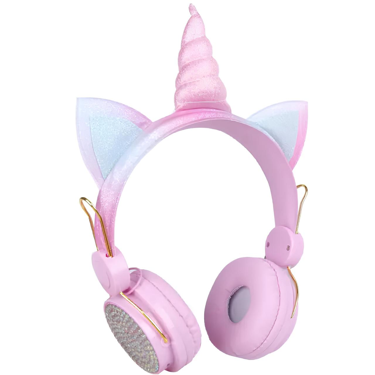 Дитячі бездротові навушники з вушками та рогом єдинорога. Рожеві навушники Єдиноріг для дитини