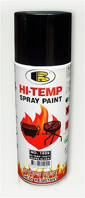 Фарба температурна чорний глянець 400ml Bosny №0039 +205°С (12шт/уп), фото 1