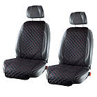 Накидки сидінь "Алькантара" "DEKOR" Чорна - Червона нитка стьобані ромби на флісі Повний комплект