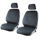 Накидки сидінь "Алькантара" "PREMIUM DEKOR" Чорна - Сіра нитка 1+1 (2 Підголовника)