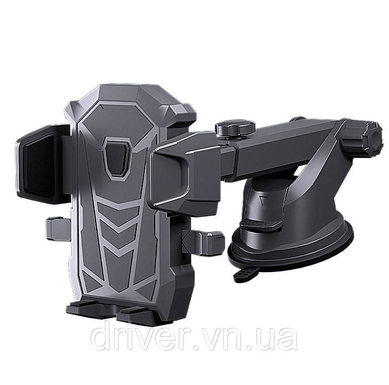 Автотримач для телефону затискач D31-6 телескоп Black, фото 1