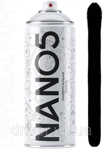 Фарба чорний глянець 400ml "Nano5" N09005 (12шт/уп), фото 1