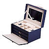 Скринька для прикрас з еко шкіри 3 яруси з дзеркалом органайзер для ювелірних виробів HP-5-17BL, фото 2