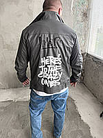 Шкіряна куртка косуха прес шкіра чоловіча коротка SHOP OP