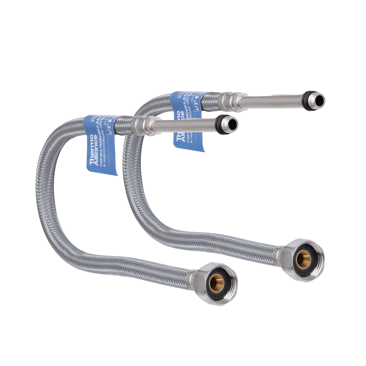 Шланг для підключення змішувача Thermo Alliance Standart (пара) 60 см NYLON M10x1/2"В довга ігла TAS386W60L, фото 1