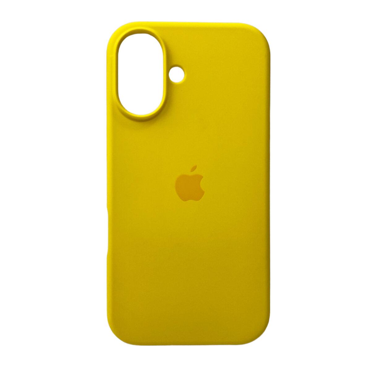 Чохол для iPhone 16 Silicone Full Case Open Cam, Сонячно-жовтий, захисний силіконовий чохол з покриттям soft touch, фото 1