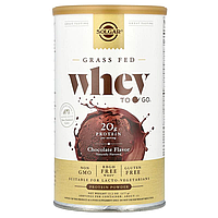 Сироватковий протеїн, Grass Fed Whey To Go Solgar, порошок, смак шоколаду, 377 г
