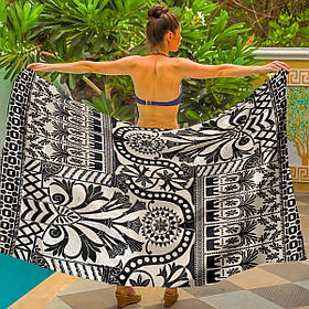 Парео пляжне з 3D принтом Black Ritual 31157 80х150 см yL.