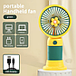 Ручний міні вентилятор акумуляторний USB з підставкою під телефон, жовто-зелений, фото 2