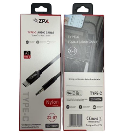 Оплітковий аудіокабель Type-C to AUX 3.5 mm 1 м ZX-87 Tupe-C/Aux Лучшая цена