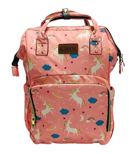 Сумка-рюкзак для мами з термовідсіками — рожева з єдинорогами Dearest