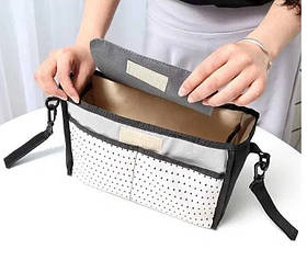 Універсальна сумка на коляску Baby Go 30×18 см для мами органайзер  колір сірий