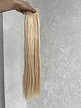 Волосся на заколках блонд №9 рівне пряме термо на кліпсах шпильках тресси набір 6 пасом, фото 3