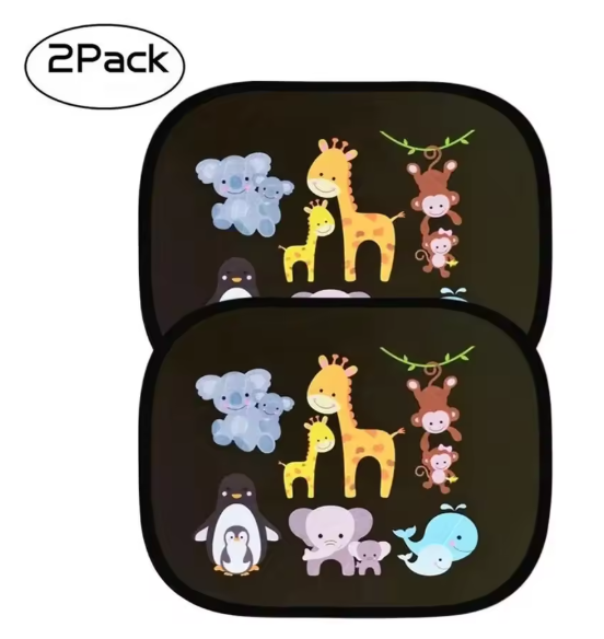 Універсальна дитяча сонцезахисна шторка для авто, анти-UV, без присосок, 2шт, фото 1