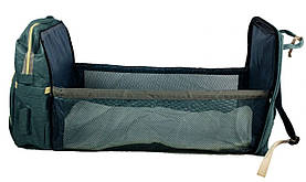 Рюкзак-манеж для мам Зелений водовідштовхувальний з пеленальним місцем 70х32 см