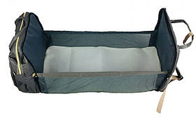 Рюкзак-манеж для мам Сірий водовідштовхувальний з пеленальним місцем 70х32 см