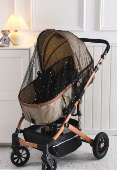 Універсальна москітна сітка/москітка/накидка від комах для дитячого візка, 1шт (чорний), фото 1