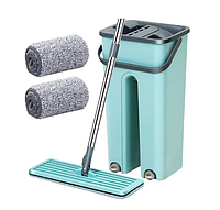 Комплект для прибирання швабра зі складаною ручкою та відро з автоматичним віджиманням YU227