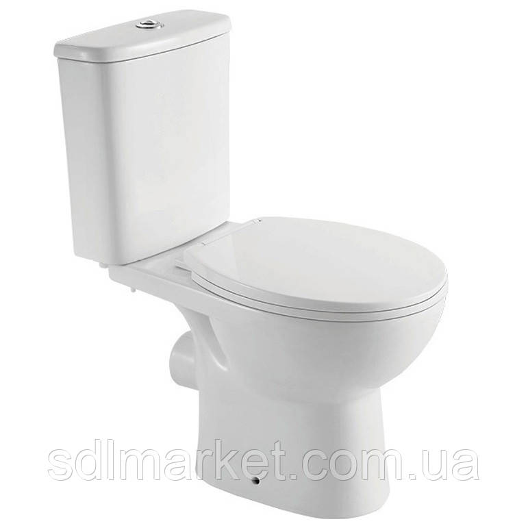 УНІТАЗ-КОМПАКТ PRIMA B нижній., Гориз безобідковий з поліпропіленовим сидінням SOFT-CLOSE CT-PHB-PP